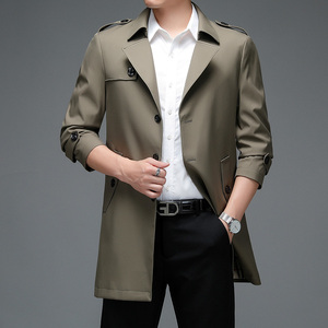CY2128男士2021年秋季新款长袖外套休闲翻领青年中长款风衣P198图片
