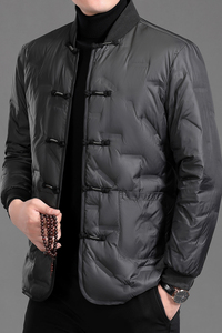 MJ-7807冬男士长袖休闲羽绒外套白鸭绒中老年爸爸唐装中国风P135图片