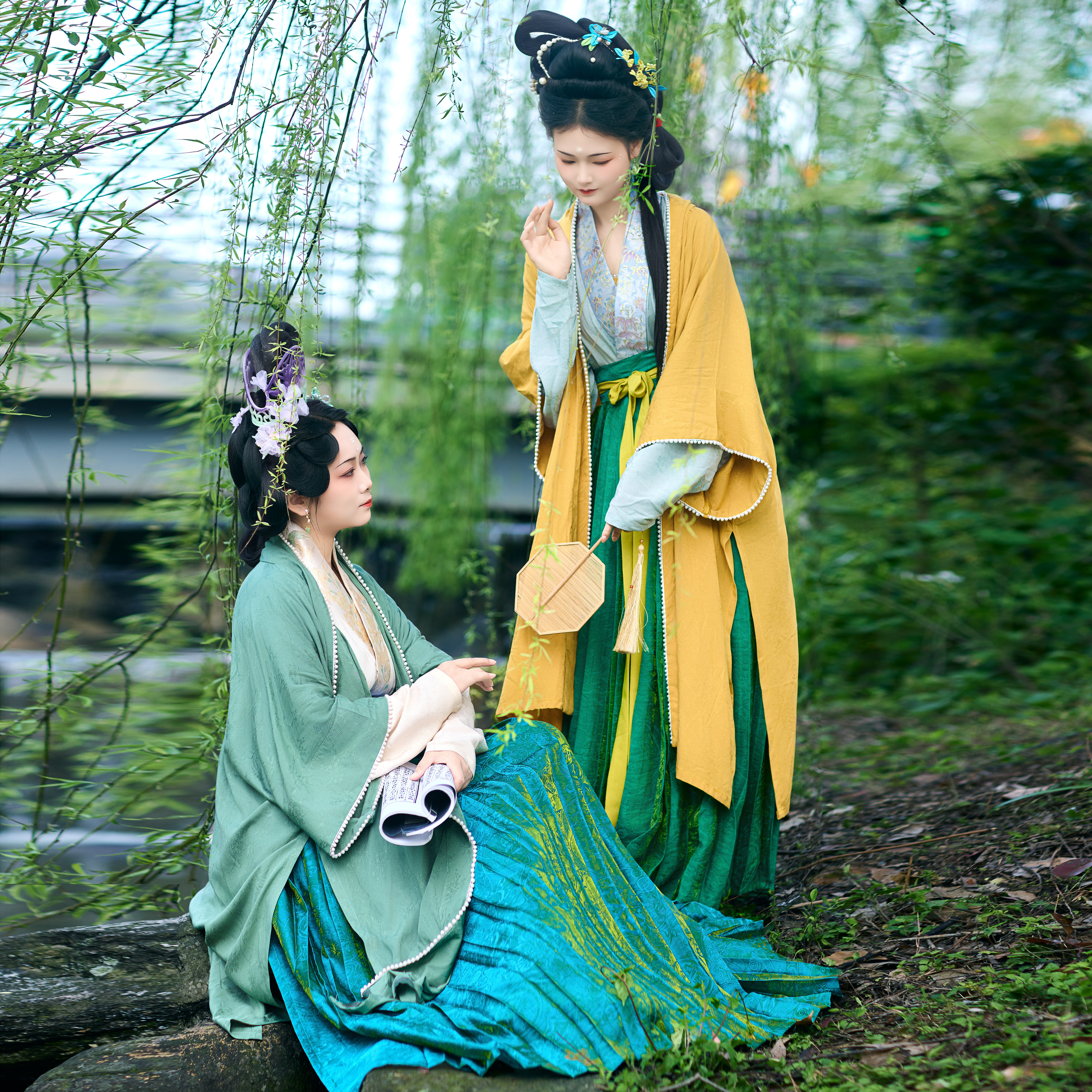 闺蜜同行 宋制汉服女正品原创春秋款长干寺齐腰襦裙日常闺蜜套装