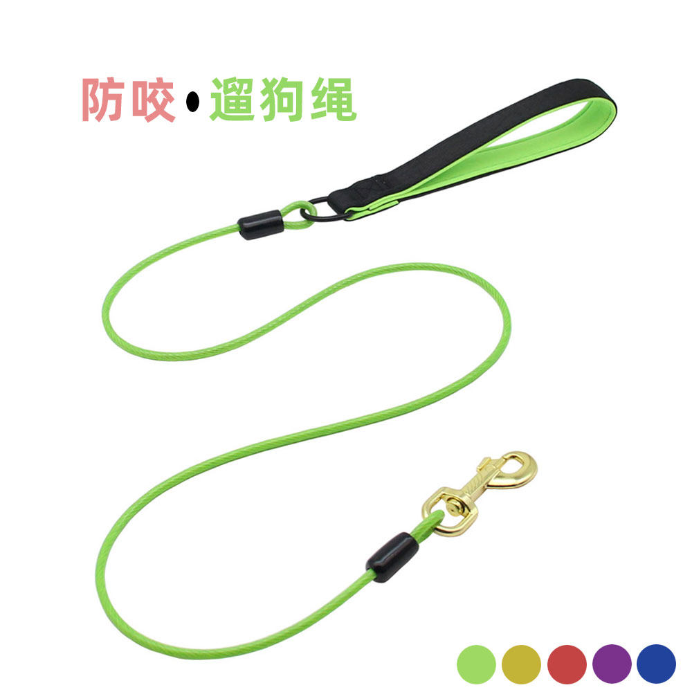 防咬狗绳加粗钢丝遛狗绳咬不断中大型犬狗链拉布拉多金毛边牧脖圈