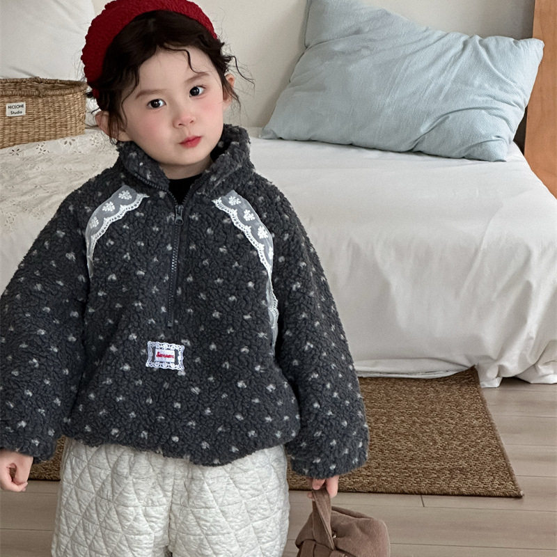 小豆女童外套秋冬加厚保暖2025新款韩版女宝宝羊羔毛冬装儿童上衣