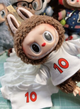 labubu十周年T恤拉布布白色T恤123代娃穿