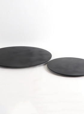 新中式金属圆形托盘茶室茶几桌面样板间客厅会所陈设软装饰品摆件