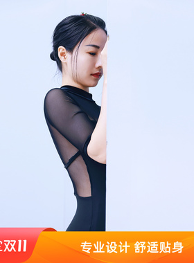 倚玲舞蹈芭蕾舞服女成人连体服练功服新款黑色艺考练功服