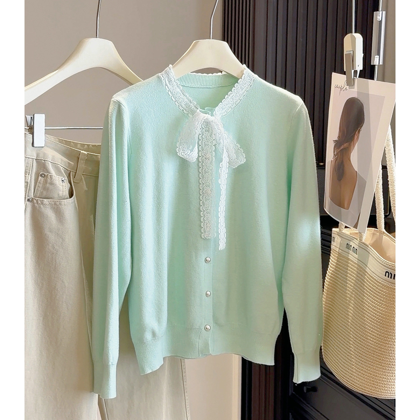 时尚气质减龄蝴蝶结圆领针织开衫女2026春季新款长袖打底毛衣外套,女装/女士精品,毛针织衫,淘宝优惠券,粉丝福利购,淘宝优惠卷