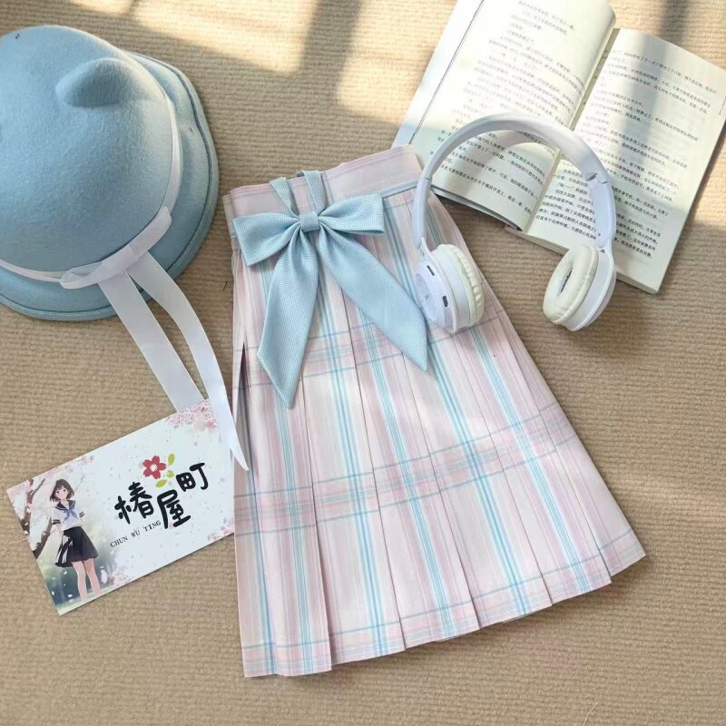 椿屋町【奶油慕斯 叠穿】原创正品甜心学院显白褶裙制服格裙少女