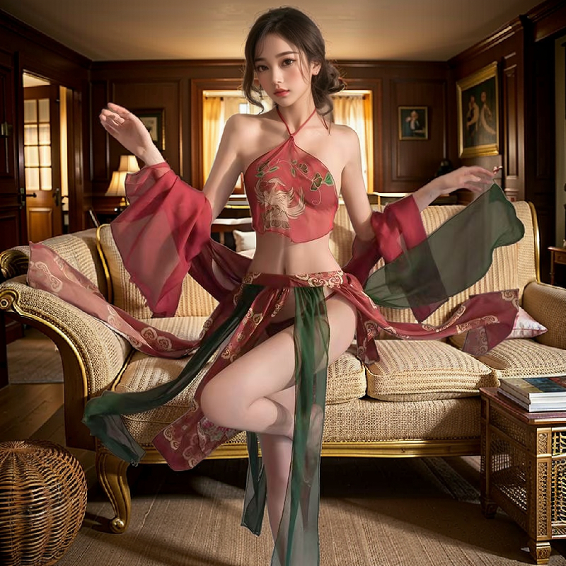 敦煌飞天汉服凤女夏异域风情舞蹈肚兜仙姬披帛分片纱新睡衣裙装