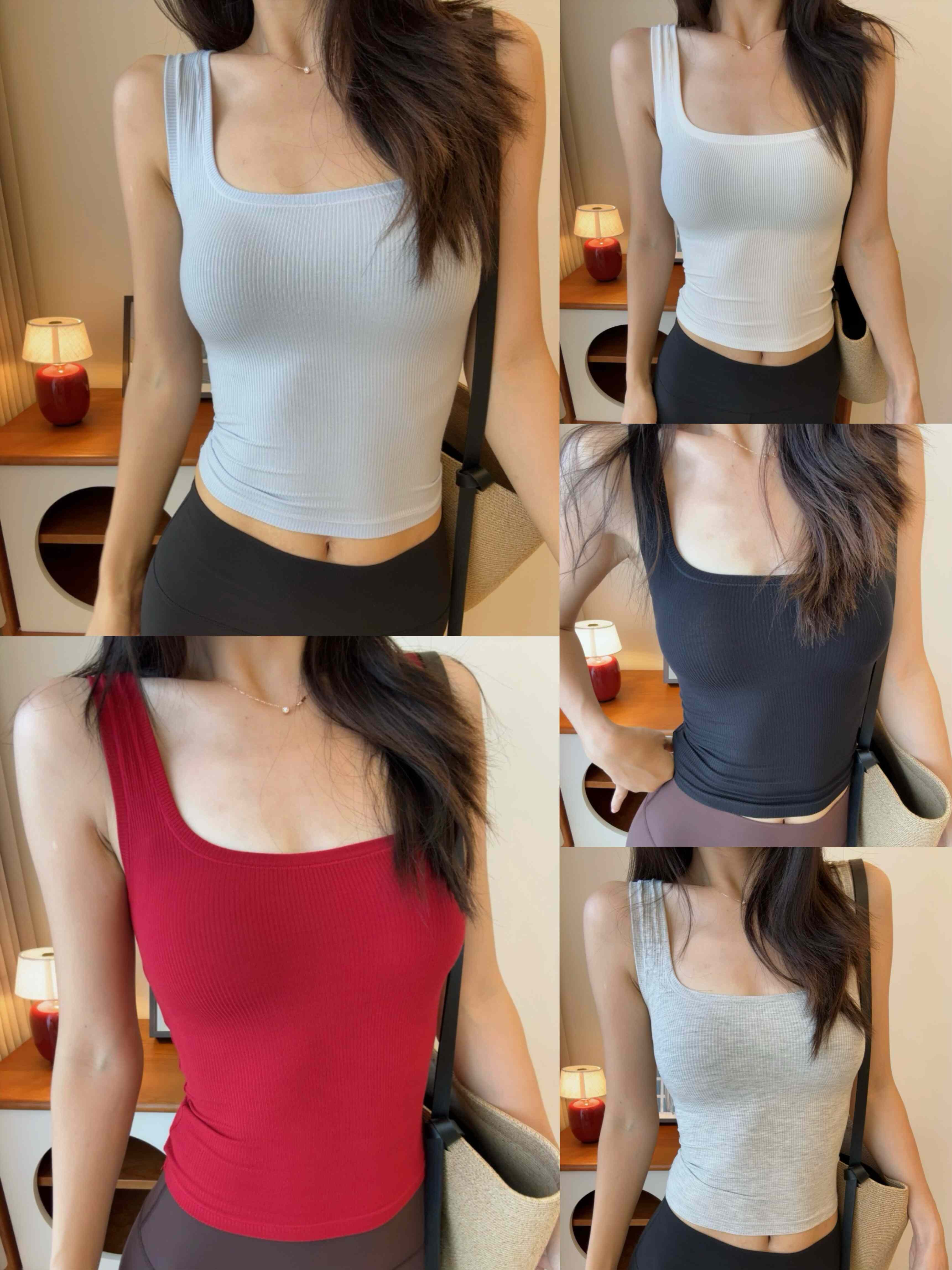 李琴琴Lily skim*soft&rib同款修身显瘦螺纹棉紧身内搭背心小T恤