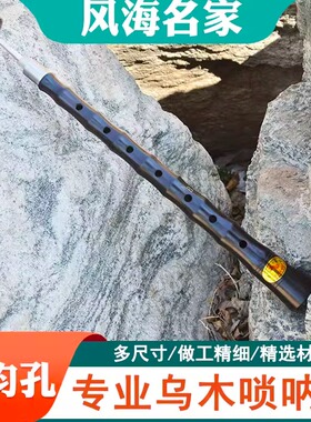 专业黑檀平均孔唢呐乐器杆子降B红白喜事演奏乌木D调初学大中小杆