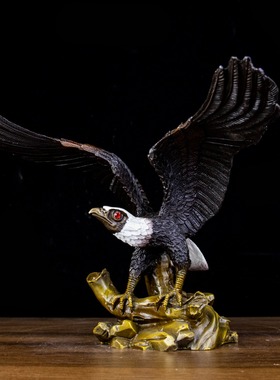 纯铜老鹰摆件大展宏图客厅办公桌铜鹰工艺品大鹏展翅公司开业礼品