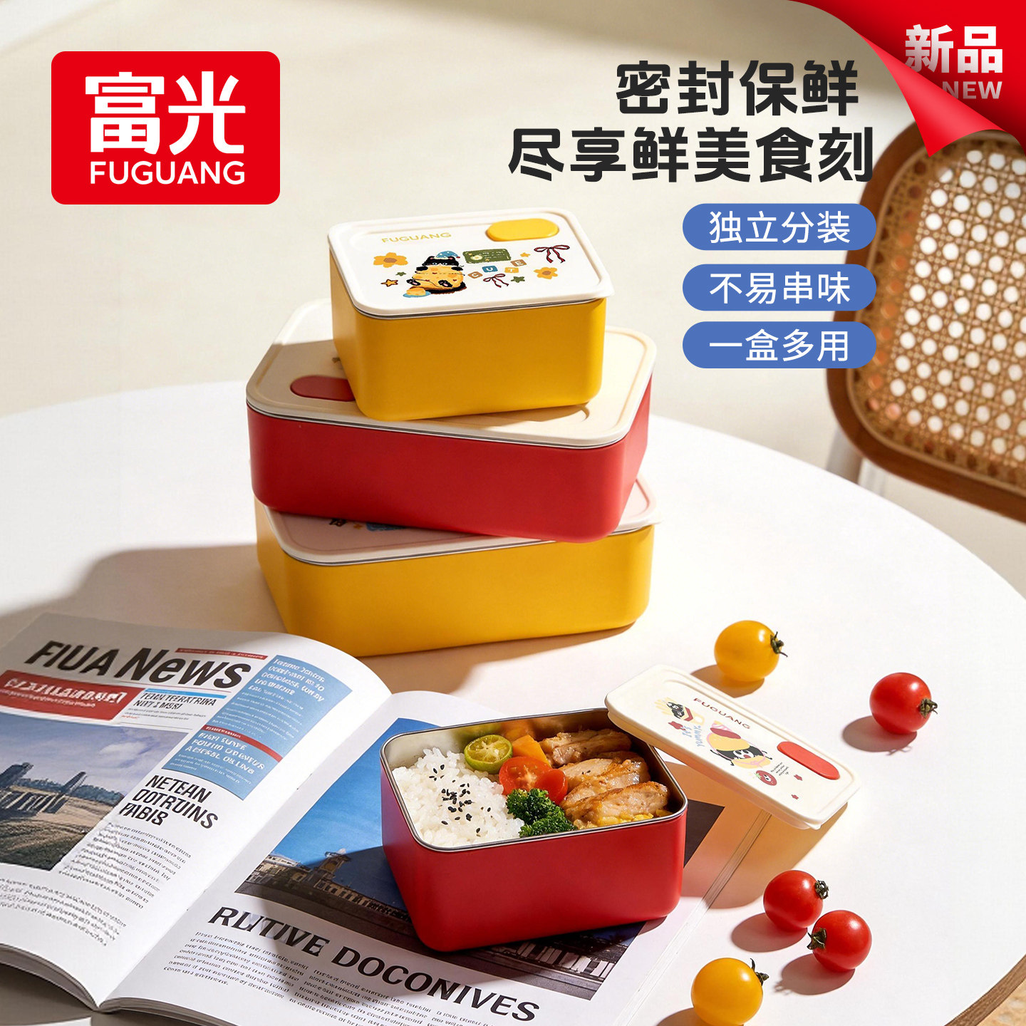 富光316L不锈钢保温饭盒2026新款上班族带饭蒸煮加热水果便当盒图片