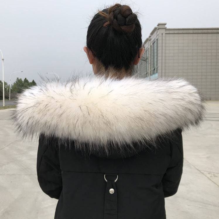 加宽加长狐狸毛派克服真毛领可拆卸彩色长毛毛条皮草韩版冬天通用