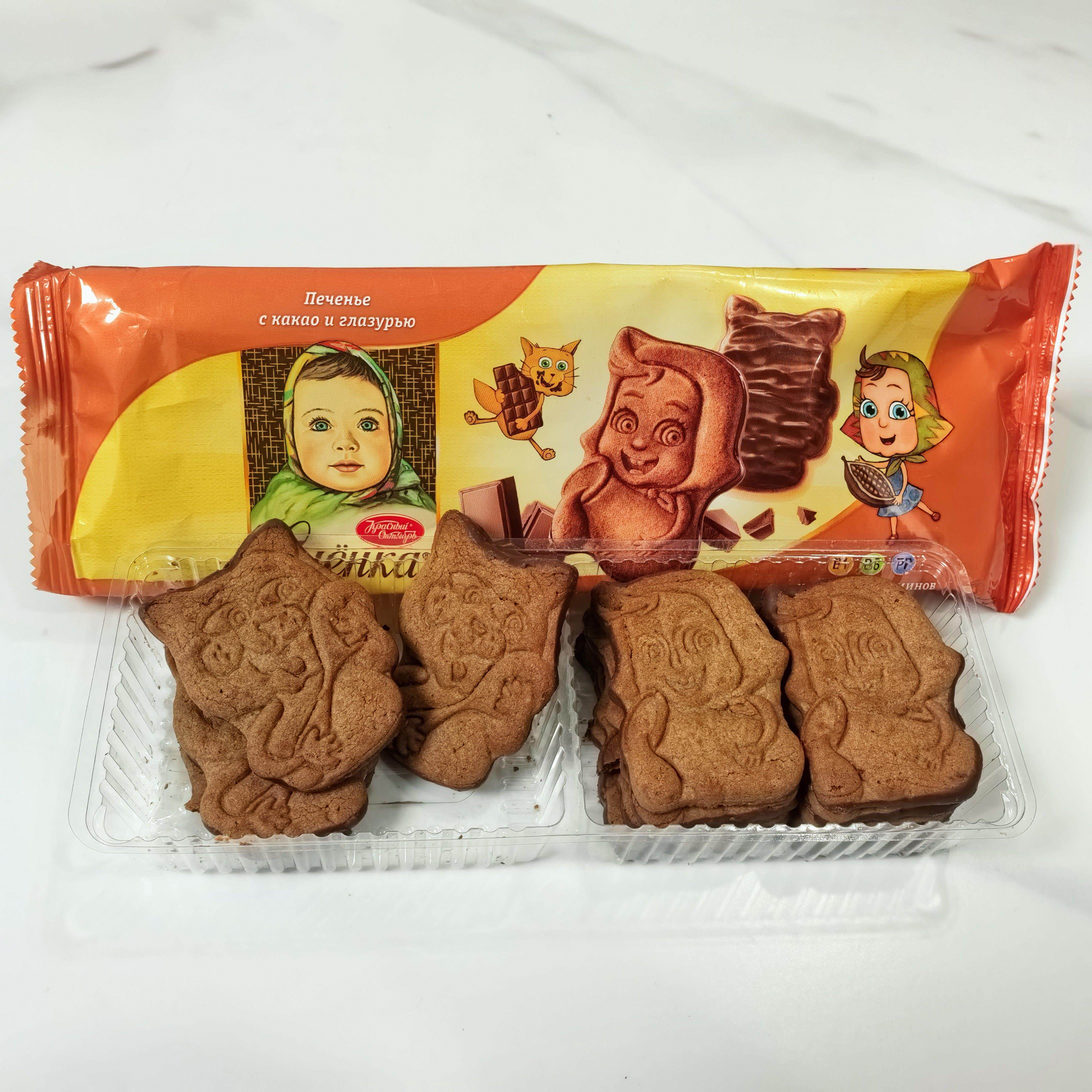 俄罗斯风味爱莲巧巧克力大头娃娃韧性饼干190g【爆款卡通】