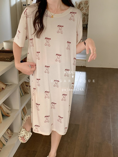 莫代尔睡裙卡通印花甜美可爱夏
