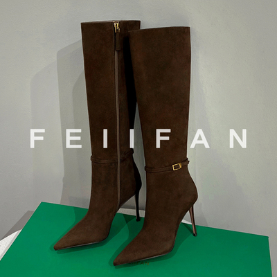 高跟长筒靴2025秋冬新款女士细跟巨好看法式小个子尖头不过膝靴子