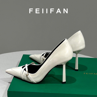 白色高跟鞋 女士细跟气质高级法式 不累脚绝美尖头单鞋 2025春秋新款