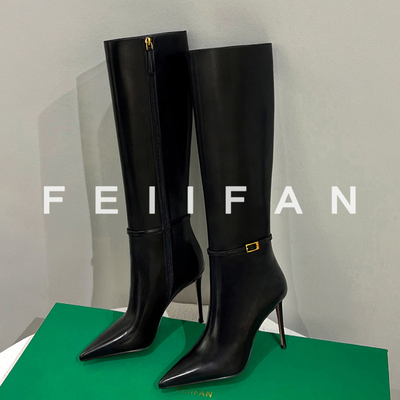 长筒靴女2025秋冬新款黑色高跟鞋细跟巨好看法式小个子不过膝靴子