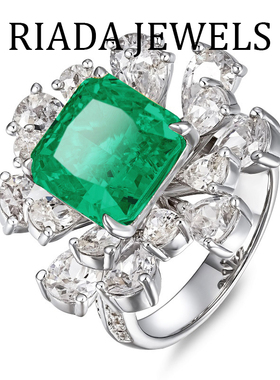 S925银镶红蓝绿宝石闭口食指