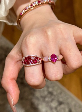 精工新中式气泡红刚玉戒指