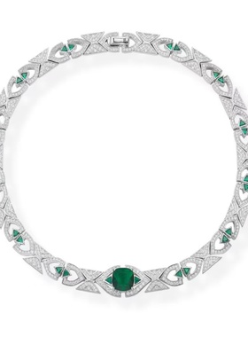 S925银祖母绿项链女款