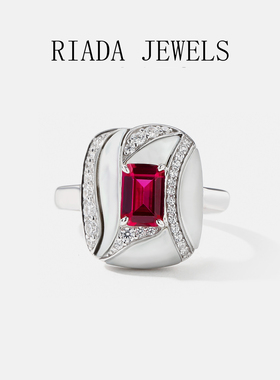 戒指女轻奢高级感S925纯银红宝