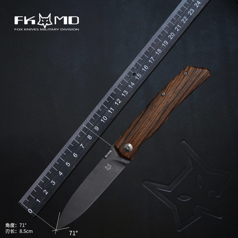 意大利狐狸fox多功能刀折叠水果刀户外工具瑞粉大马士革钢收藏刀