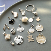 小众个性 韩国素银亮银S925纯银吊坠 貔貅圆牌五角星如愿骨多款