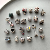 复古个性 多款 合辑 熊猫爱心马戏团花朵铁塔 S925通体纯银小吊坠珠