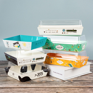 三明治包装盒烘焙雪媚娘泡芙肉松小贝面包榴芒蛋糕毛巾卷纸塑盒子