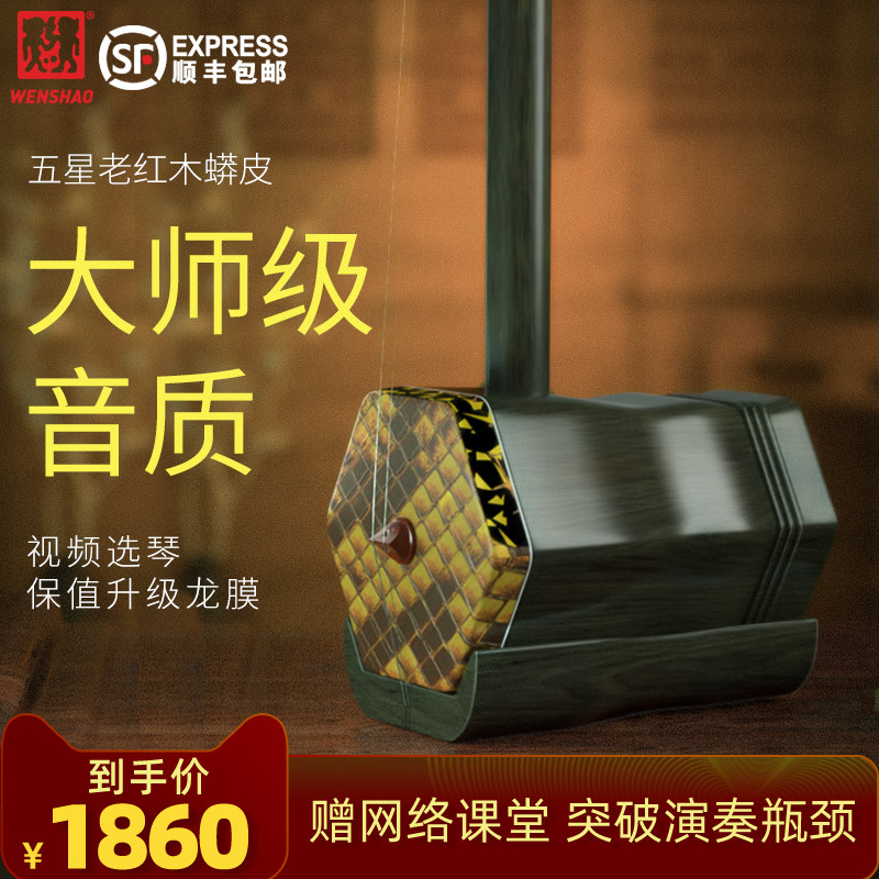 闻韶四星老红木苏州二胡厂家直销成人演奏专业考级高级大音量胡琴