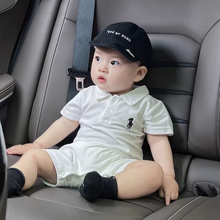 短袖 婴儿连体衣夏季 薄款 Polo衫 衣服新生儿爬服洋气外出服 宝宝夏装