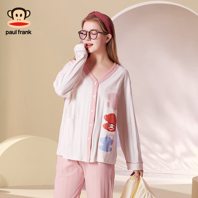 大嘴猴女士睡衣2021年新款纯棉家居服可外穿大码春秋可爱开衫套装