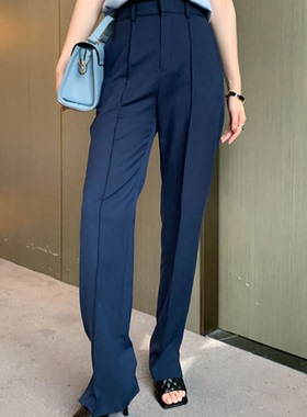 MUCCHIC/怒推好版型2M腿长神裤/高腰侧开衩直筒西装裤拖地裤