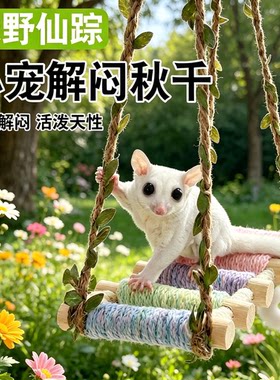 蜜袋鼯秋千吊窝玩具花枝鼠鹦鹉松鼠解闷玩具棉绳攀爬悬挂吊床