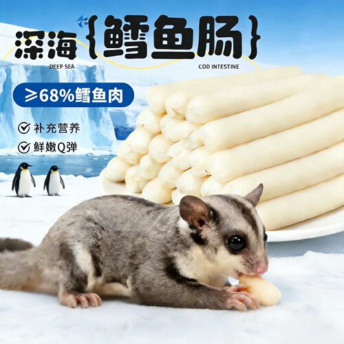 蜜袋鼯零食仓鼠鳕鱼肠高蛋白粮食松鼠花枝鼠金丝熊零食专用互动
