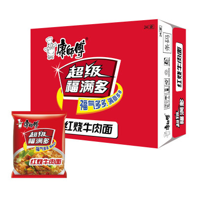 康师傅方便面超级福满多红烧牛肉面泡面整箱速食夜宵宿舍晚上解饿