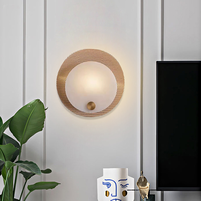 全铜西班牙天然云石壁灯北欧简约客厅卧室床头背景墙轻奢壁灯