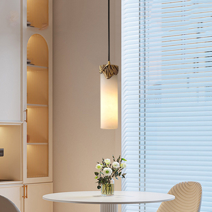 新中式卧室床头全铜云石小吊灯轻奢简约餐厅客厅吊灯复式楼梯灯