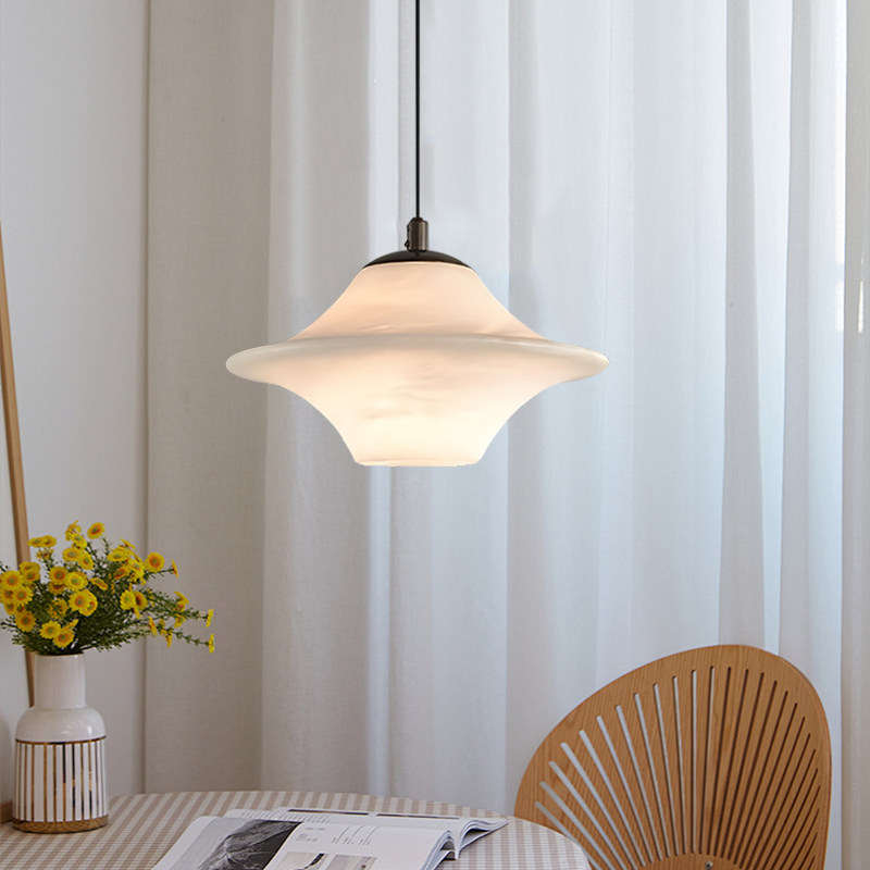 进口西班牙云石床头全铜小吊灯现代简约轻奢个性飞碟餐厅吧台灯