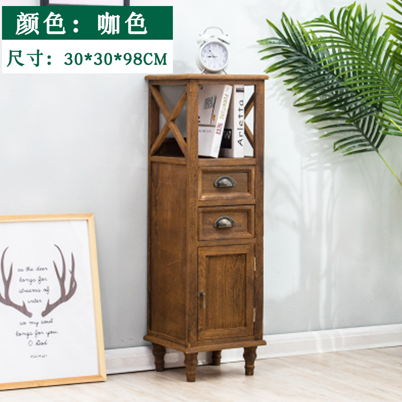 夹缝收纳柜实木小斗柜简约储物柜置物架客厅边角柜窄柜立柜小柜子