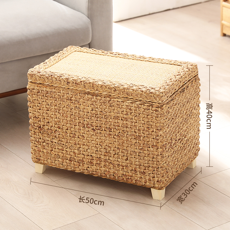 藤编多功能实木收纳凳子客厅可坐储物编织小矮凳家用门口穿换鞋凳