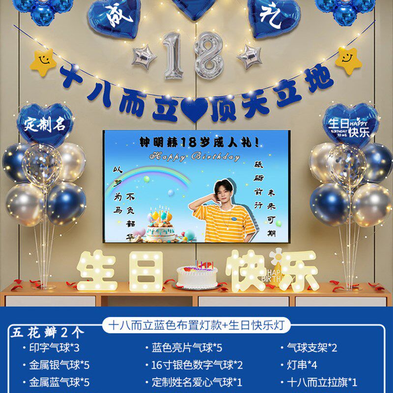 儿子18岁生日布置场景装饰成人礼男生礼物高级实用仪式感拍照道具