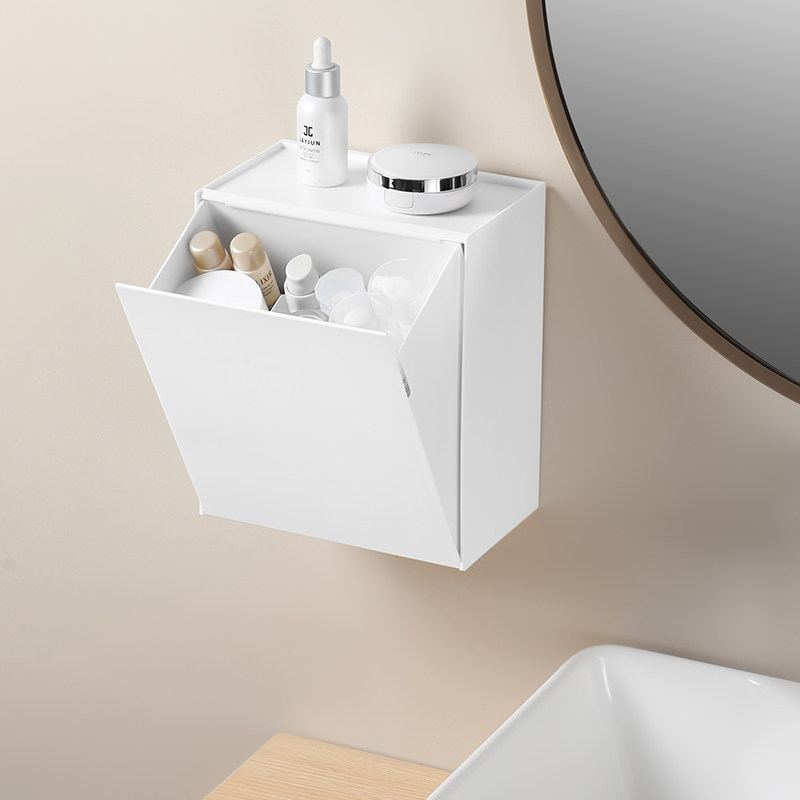 浴室壁挂收纳盒大容量整理防尘杂物盒厕所免打孔翻盖墙上置物架,收纳整理,桌面收纳盒,淘宝优惠券,粉丝福利购,淘宝优惠卷