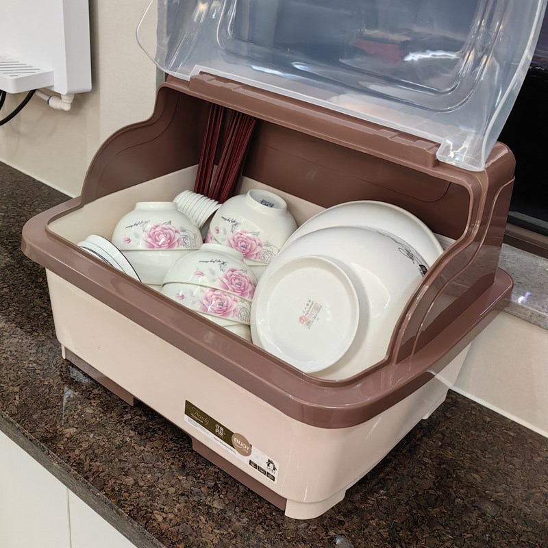 厨房大号塑料碗柜带盖放碗箱沥水碗架碗筷收纳盒碗碟餐具笼整理架