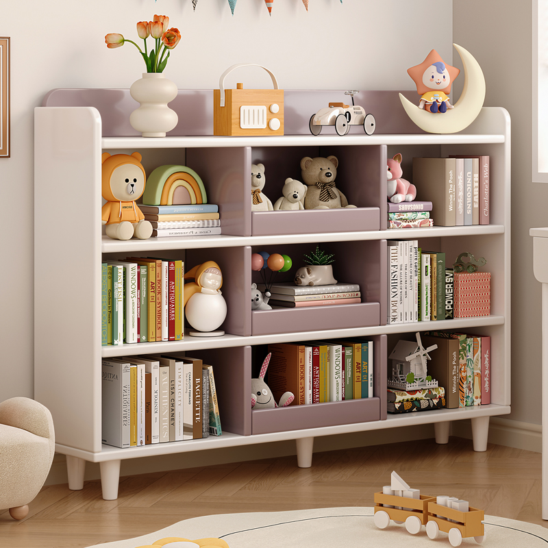 书架落地儿童阅读区置物架靠墙书柜学生家用收纳架子储物玩具矮柜