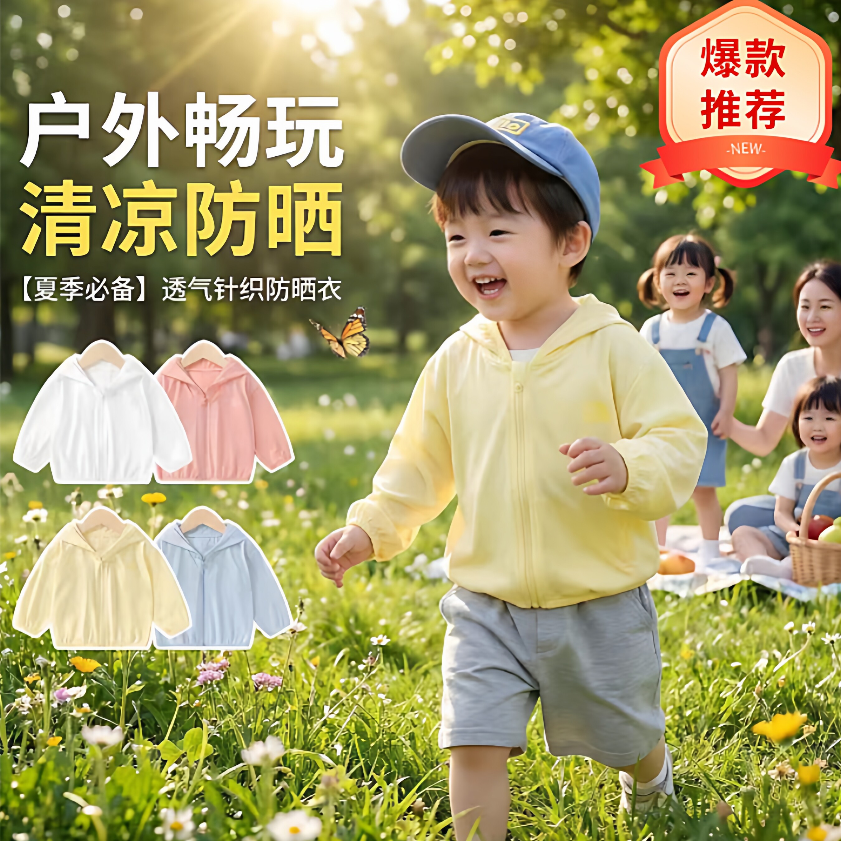 upf50+儿童冰丝防晒衣夏季透气男女童宝宝轻薄防晒服防紫外线外套