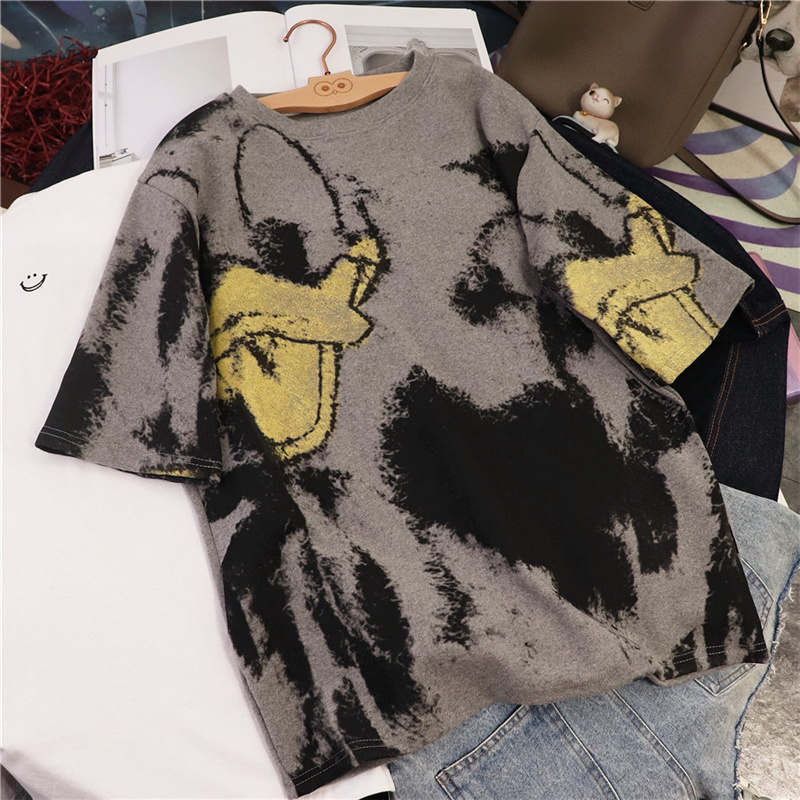 短袖t恤女夏装2021新款韩版ins潮泼漆涂鸦画黄嘴鸭宽松半袖上衣服|msdalam kategori Butik wanita / wanita, skirt - dari Buy2taobao.com untuk memberikan perkhidmatan ejen Taobao profesional membeli