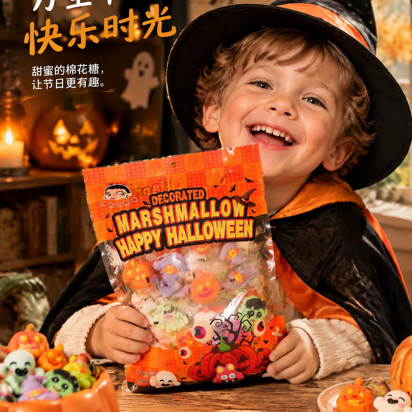 山姆冠超市万圣节糖果独立小包装棉花糖卡通幽灵南瓜软糖可爱儿童