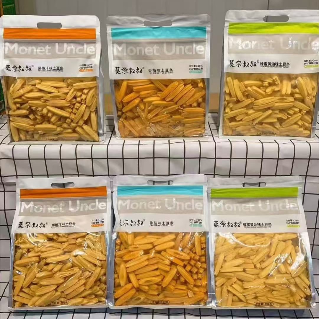 山姆冠超市莫奈叔叔土豆条番茄味黑胡椒味香脆空心薯条薯片解馋小