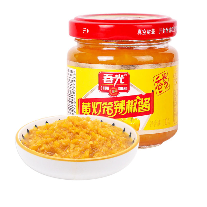 山姆超市海南特产春光黄灯笼辣椒酱100克香辣蒜蓉超辣黄椒酱剁椒